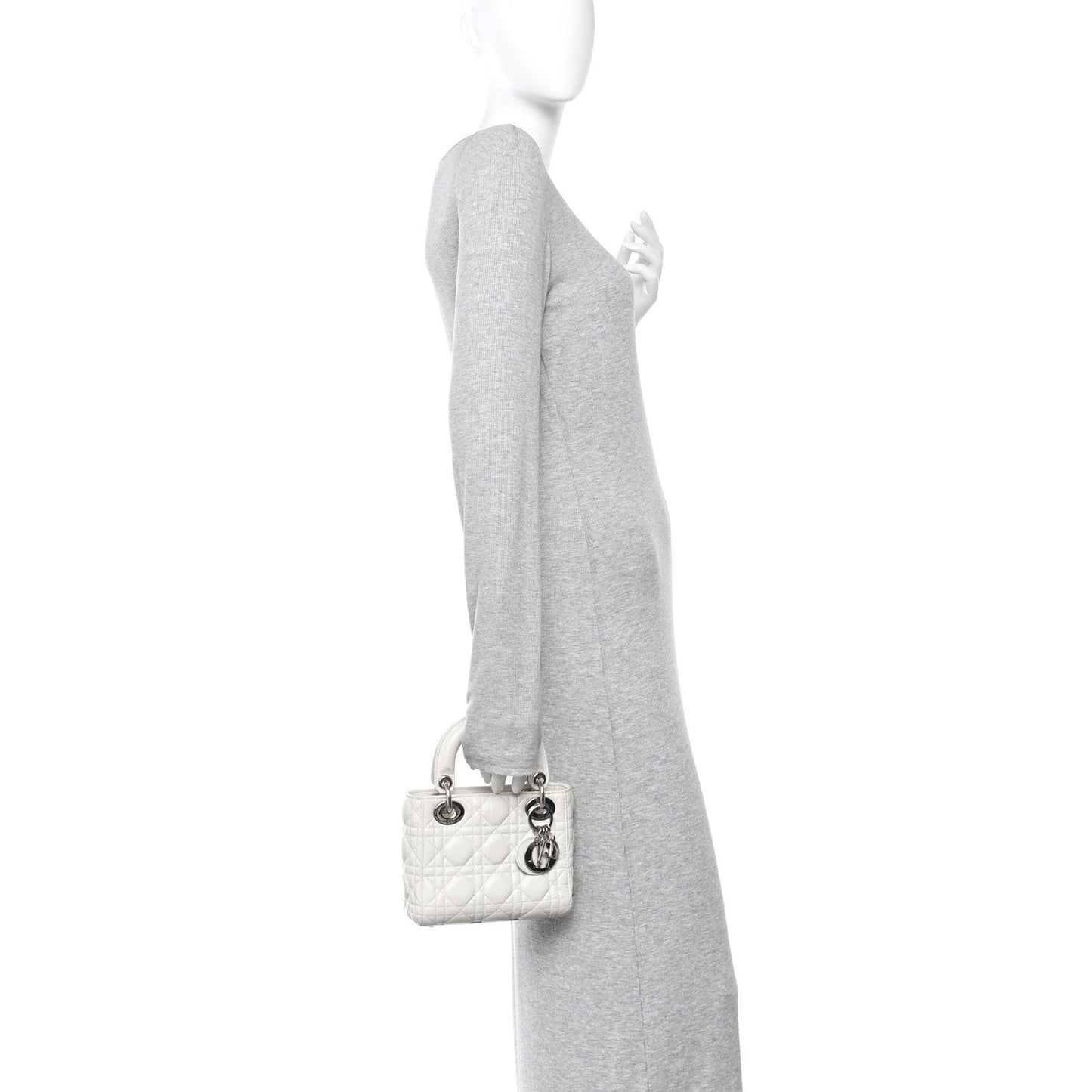 Lambskin Cannage Mini Lady Dior White