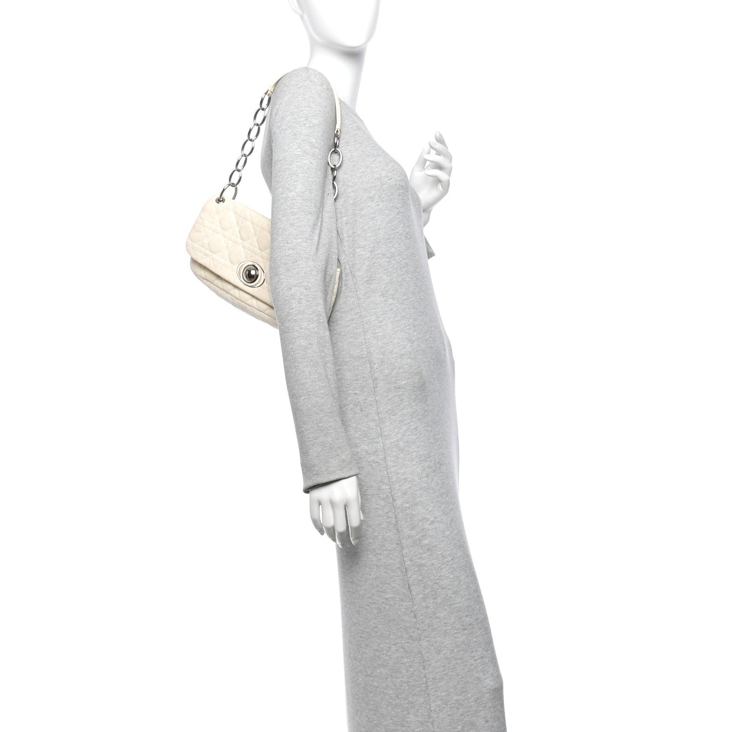 Lambskin Cannage Rendezvous Flap White