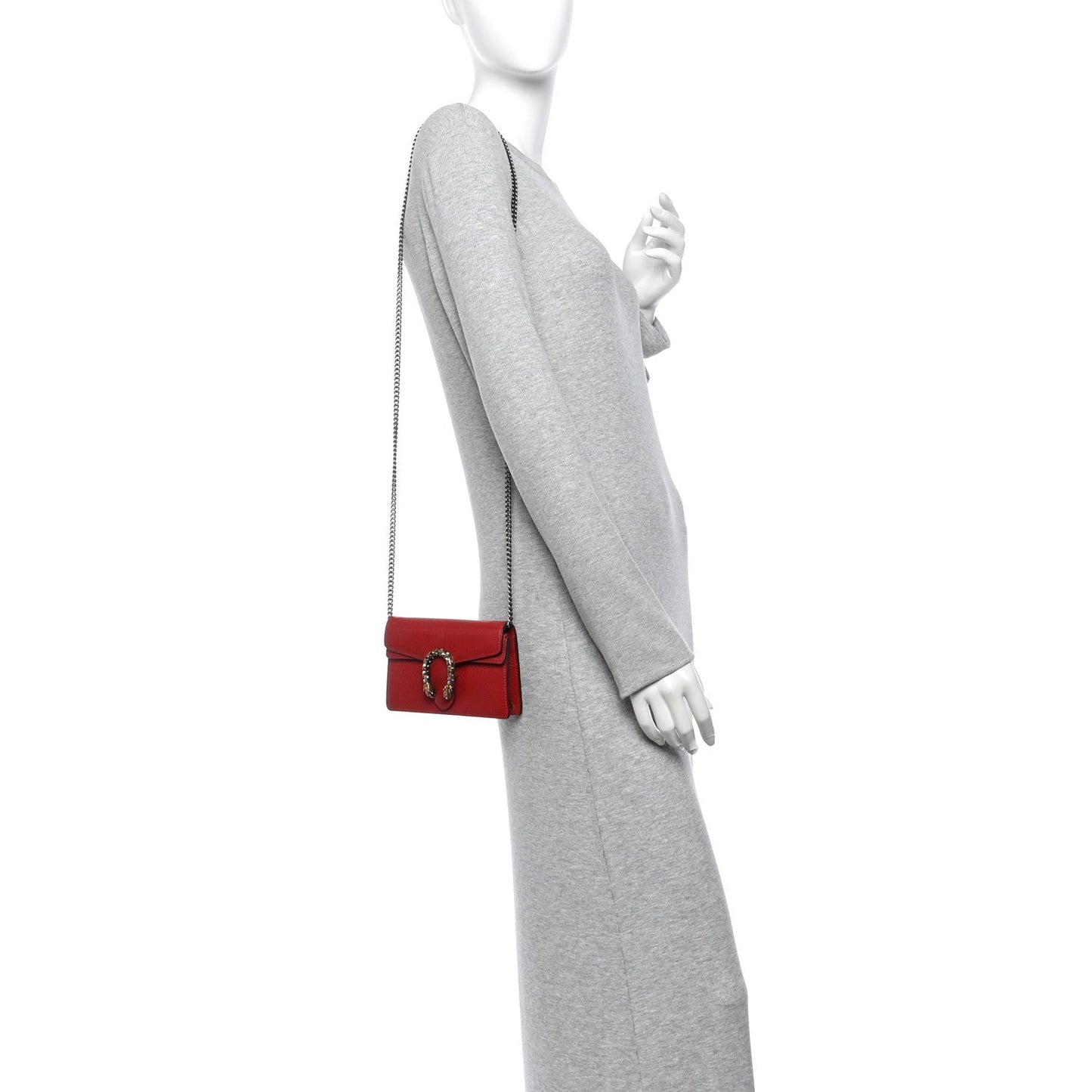 Calfskin Swarovski Crystal Super Mini Dionysus Shoulder Bag Hibiscus Red
