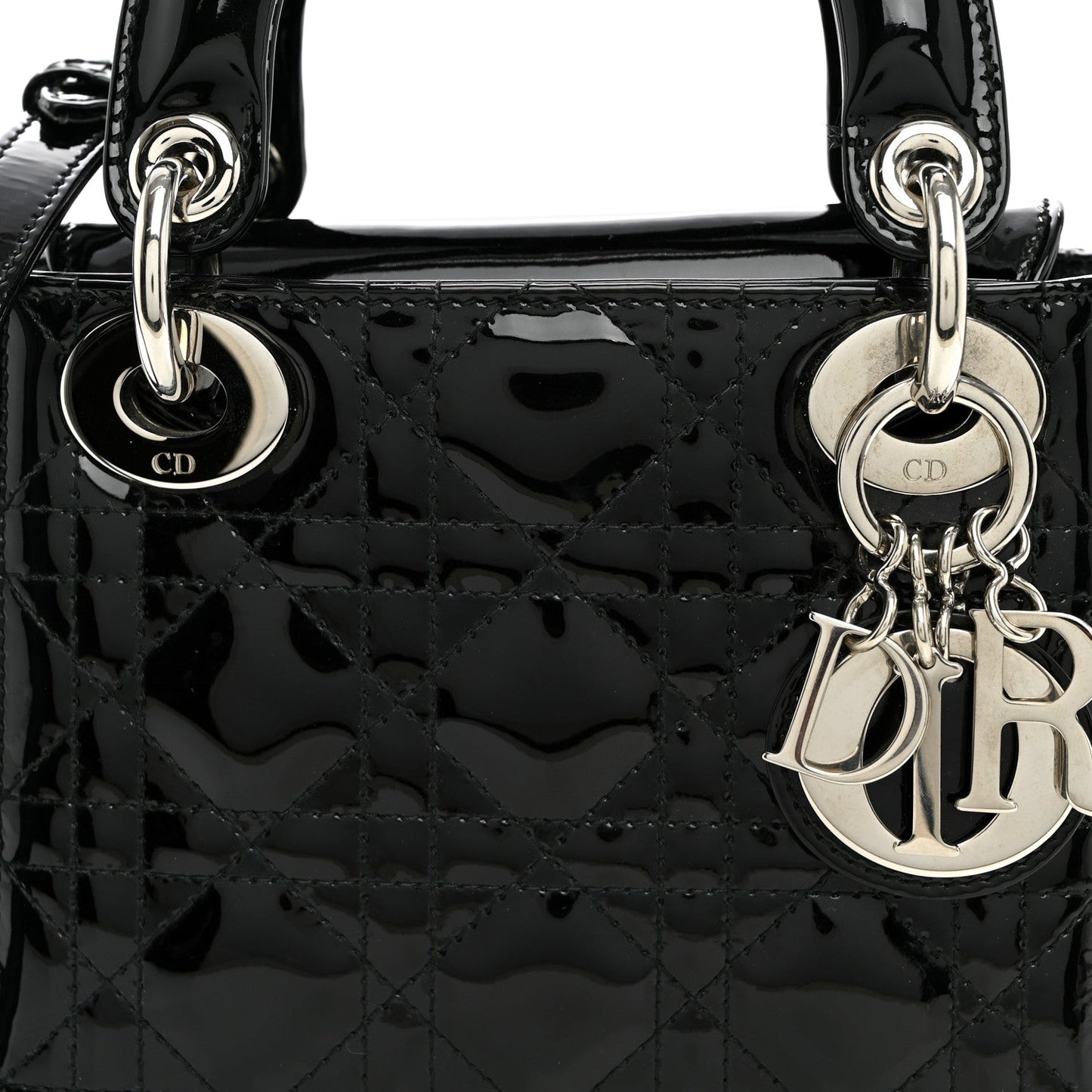 Patent Cannage Mini Lady Dior Black