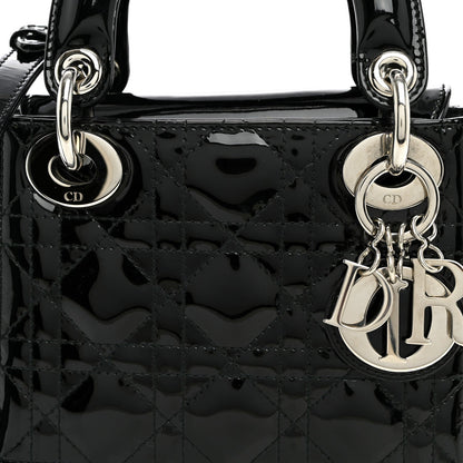 Patent Cannage Mini Lady Dior Black