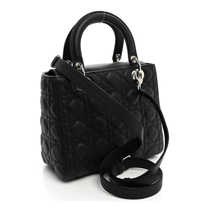 Grained Calfskin Cannage Medium Lady Dior Black