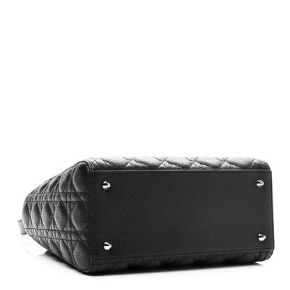 Grained Calfskin Cannage Medium Lady Dior Black