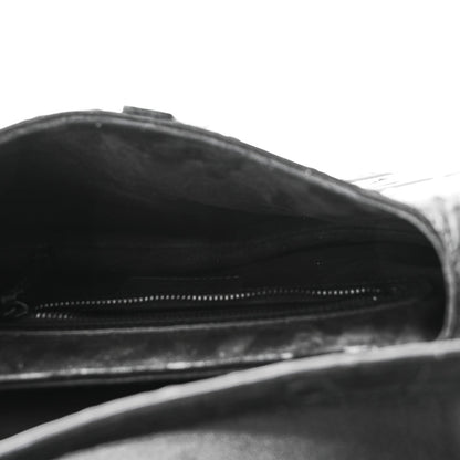 Calfskin Embossed Oblique Saddle Bag With Strap Black