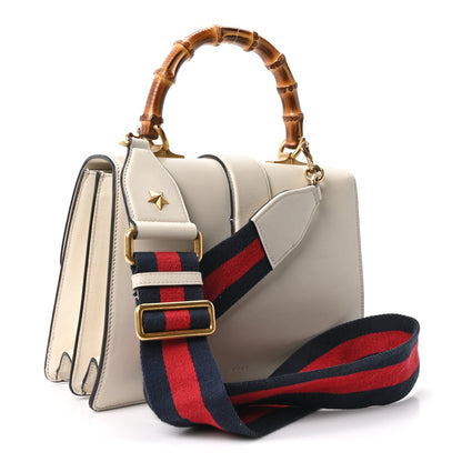 Calfskin Bamboo Web Medium Dionysus Top Handle Bag White Blue Hibiscus Red
