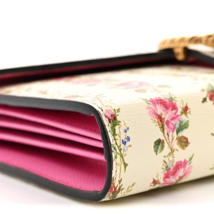 Calfskin Floral Print Mini Dionysus Chain Wallet Ivory Pink