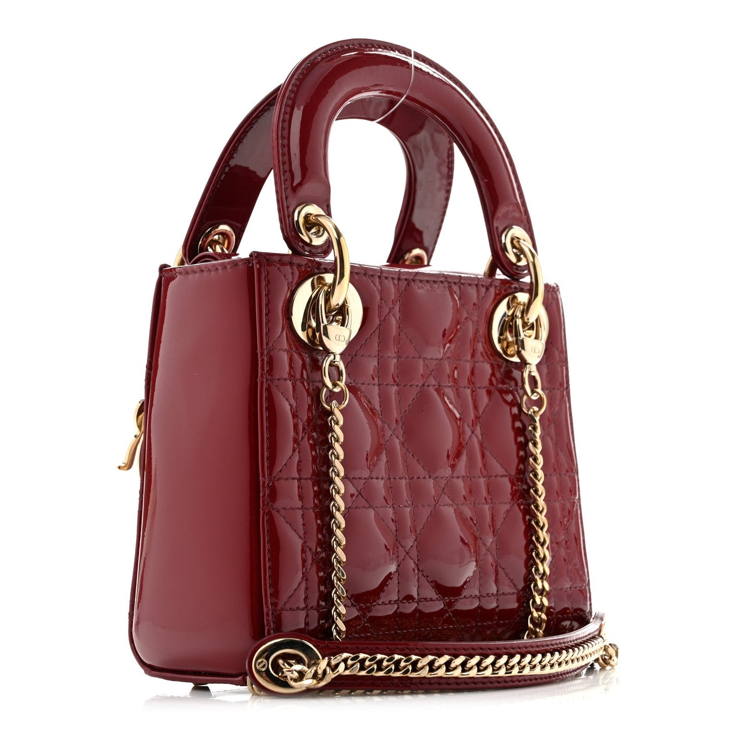 Patent Cannage Mini Lady Dior Red