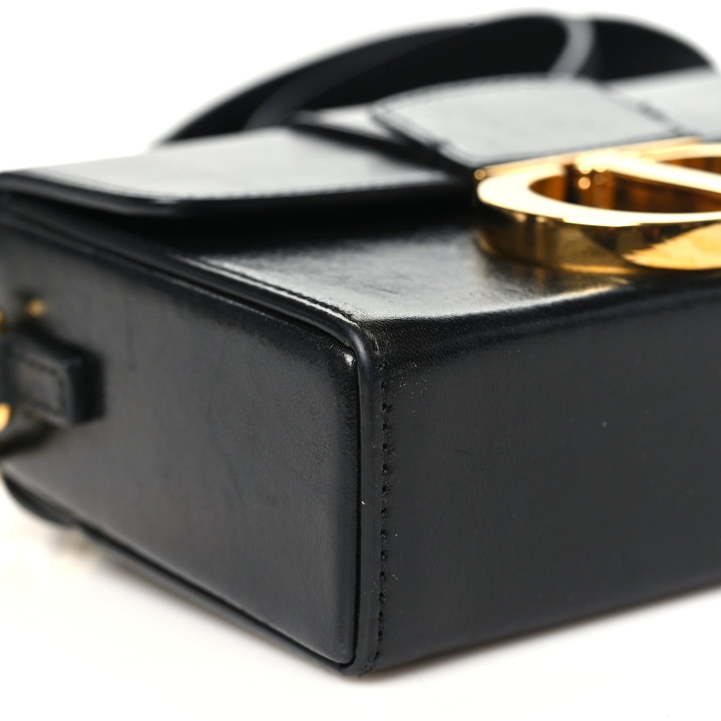 Crackled Lambskin 30 Montaigne Box Bag Black