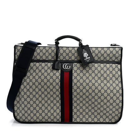 GG Supreme Monogram Web Savoy Garment Bag Beige Blue