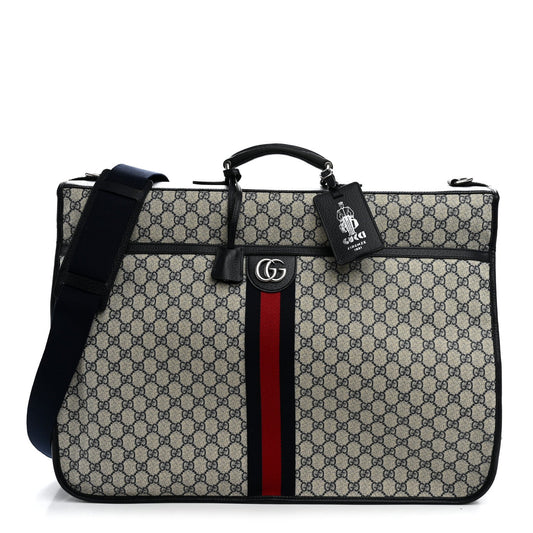 GG Supreme Monogram Web Savoy Garment Bag Beige Blue