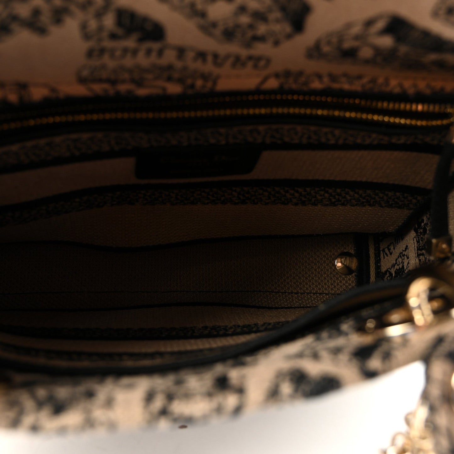 Canvas Embroidered Medium Plan de Paris Lady D-Lite Beige Black