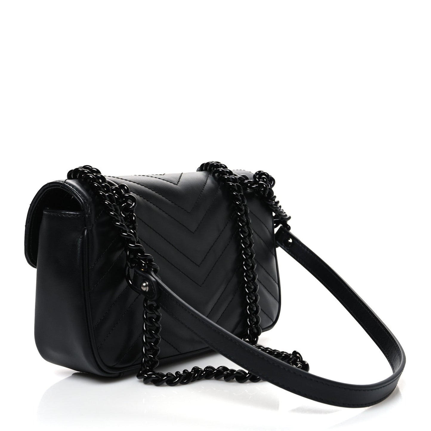 Calfskin Matelasse Monochrome Mini GG Marmont Shoulder Bag Black