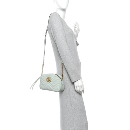 Calfskin Matelasse Small GG Marmont Chain Shoulder Bag Salvy Green