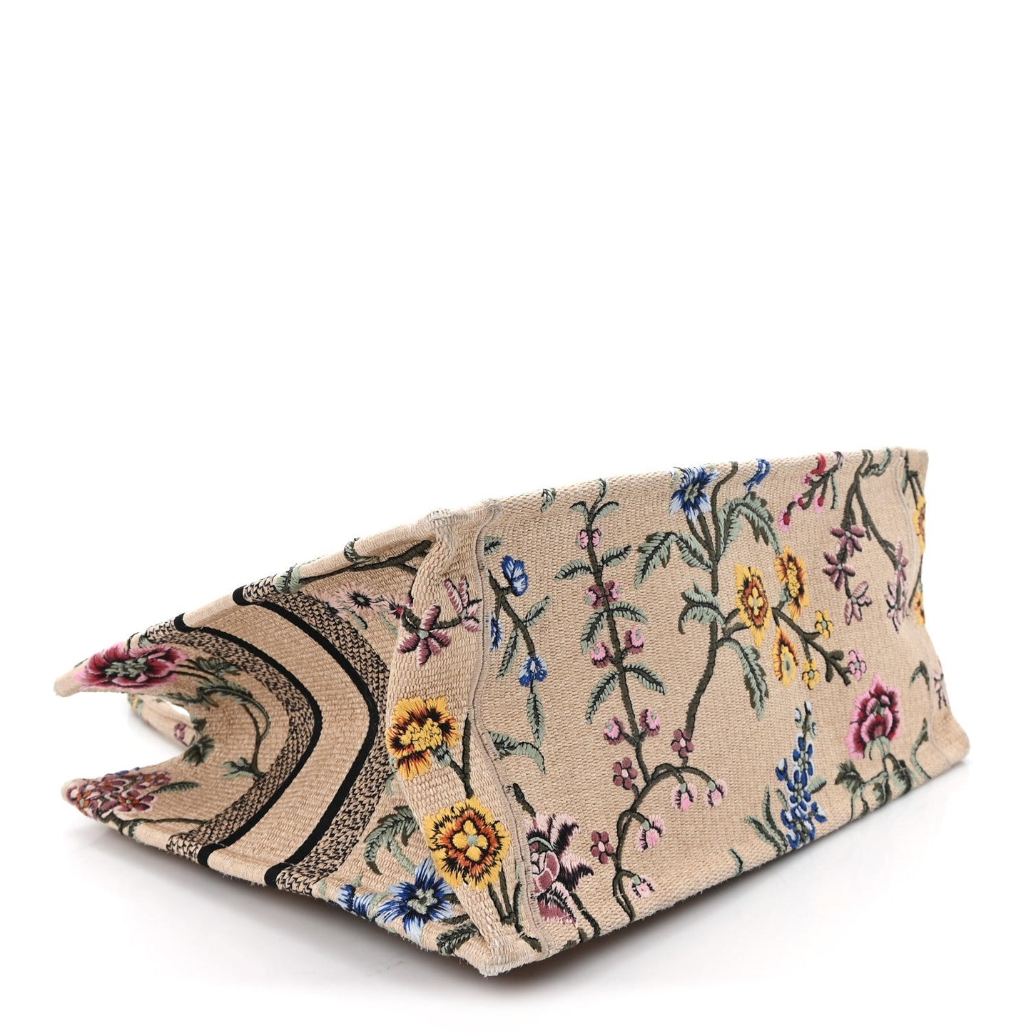 Raffia Embroidered Petites Fleurs Medium Book Tote Natural