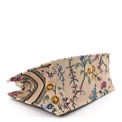 Raffia Embroidered Petites Fleurs Medium Book Tote Natural