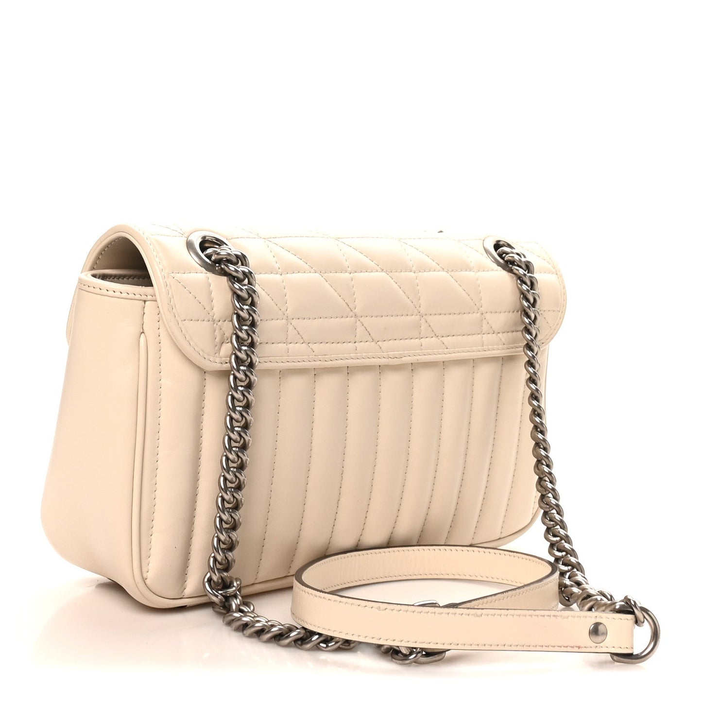 Calfskin Matelasse Aria Small GG Marmont Shoulder Bag Mystic White