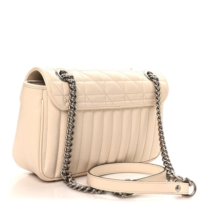 Calfskin Matelasse Aria Small GG Marmont Shoulder Bag Mystic White