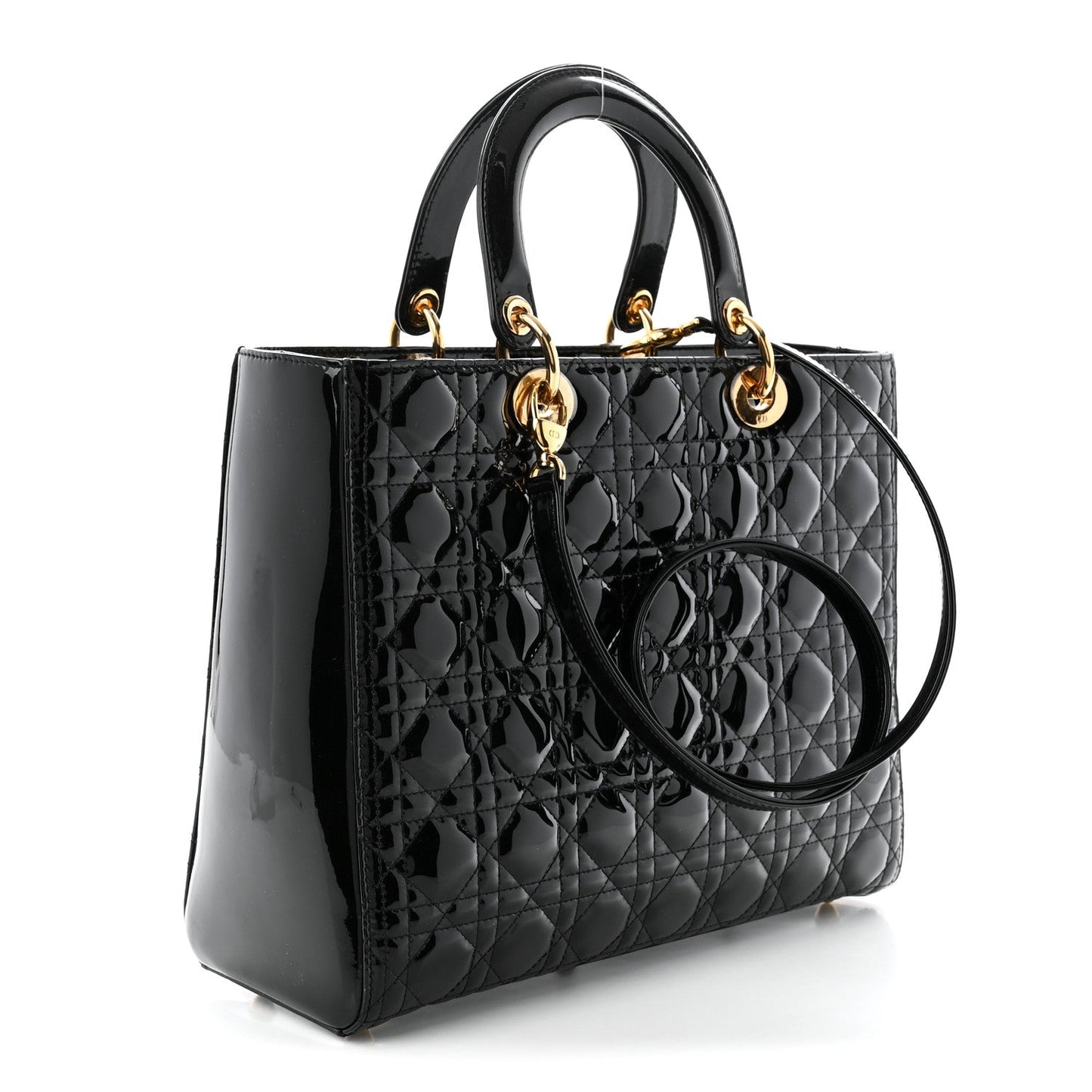Patent Cannage Large Lady Dior Black