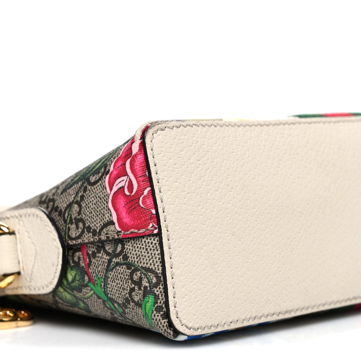 GG Supreme Monogram Flora Web GG Small Ophidia Dome Shoulder Bag White