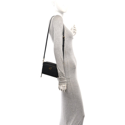 Grained Calfskin Caro Double Pouch Black