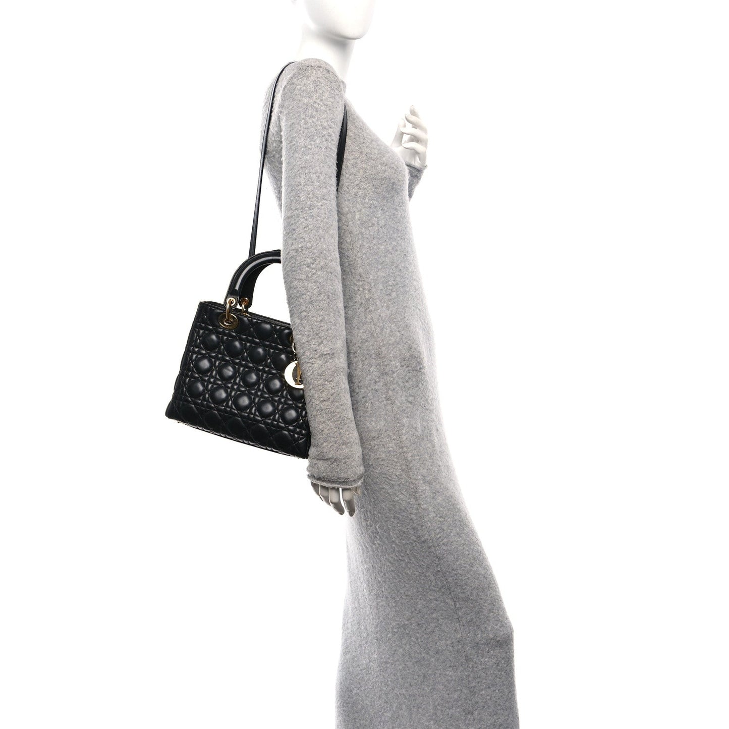 Lambskin Cannage Medium Lady Dior Black
