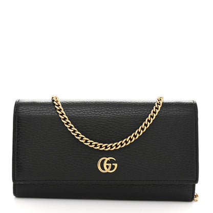 Dollar Calfskin Petite GG Marmont Wallet Chain Bag Black