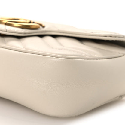 Calfskin Matelasse Super Mini GG Marmont Shoulder Bag White