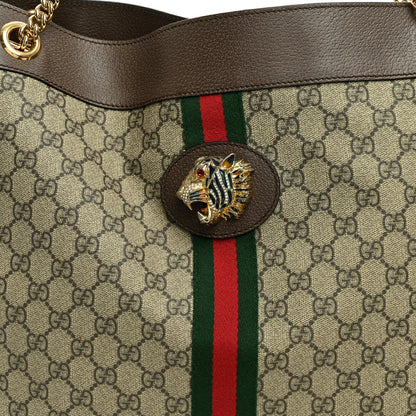 GG Supreme Monogram Large Rajah Chain Tote Beige New Acero