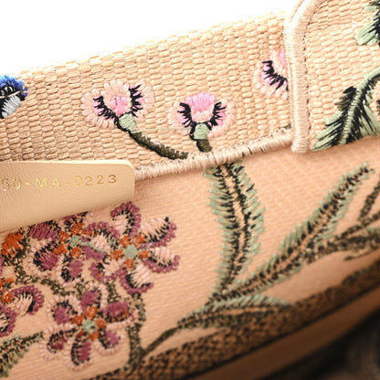 Raffia Embroidered Petites Fleurs Medium Book Tote Natural