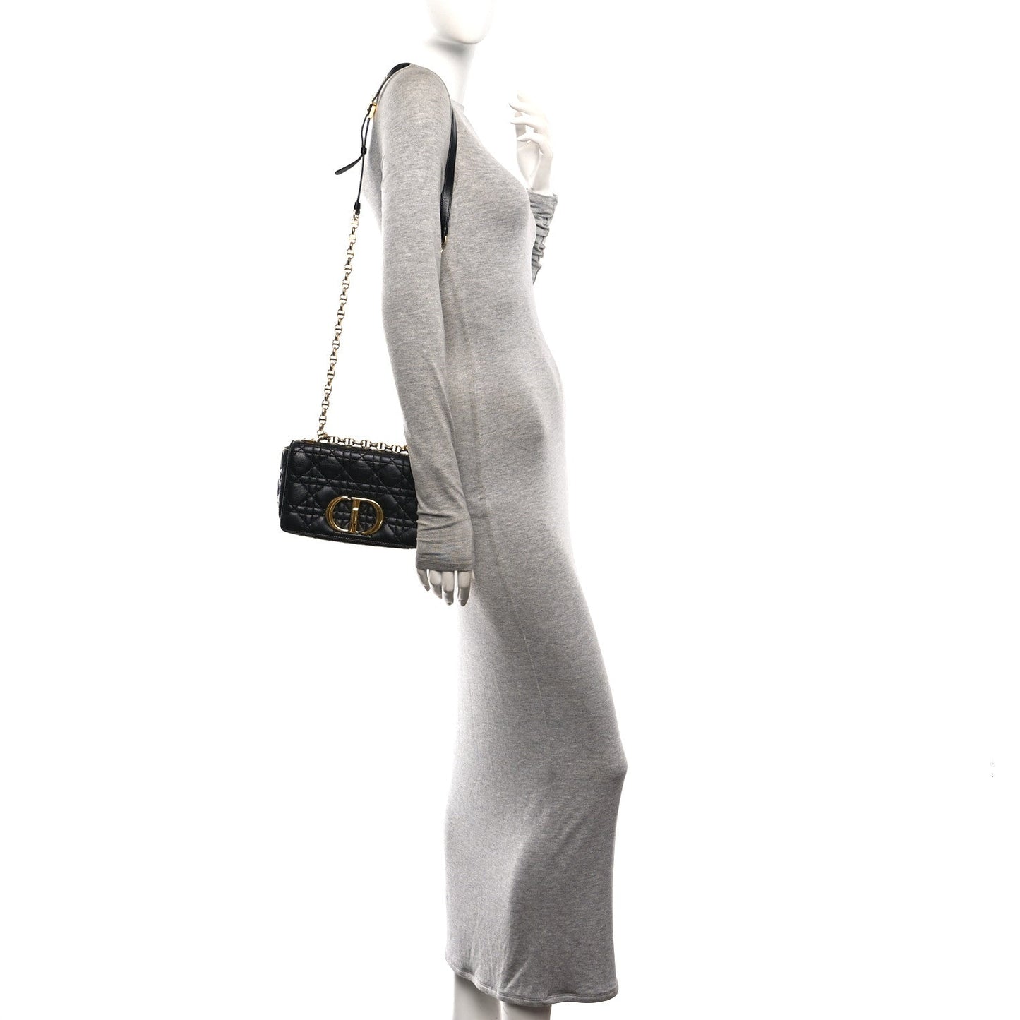 Calfskin Cannage Small Caro Bag Black