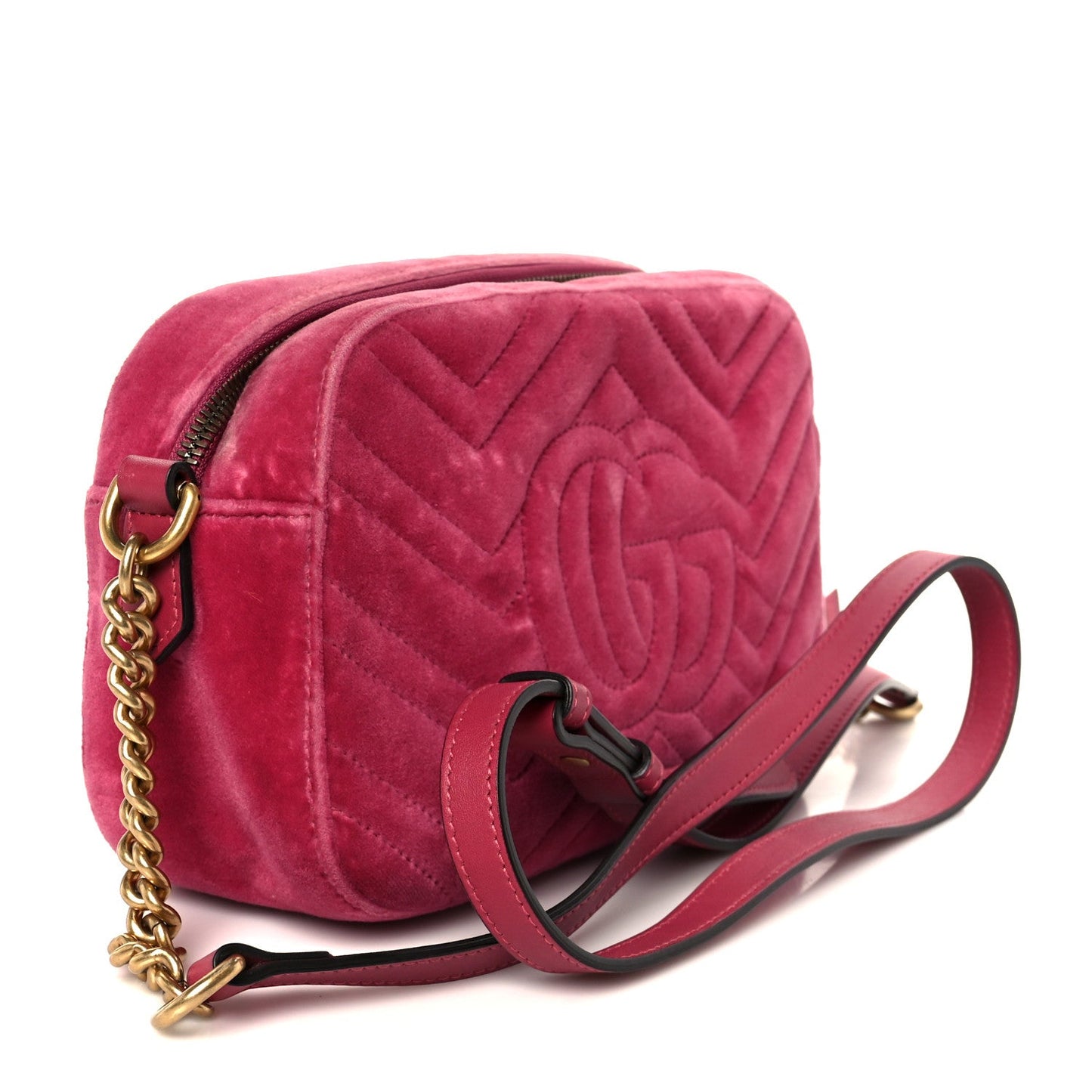 Velvet Matelasse Small GG Marmont Chain Shoulder Bag Light Raspberry Rose