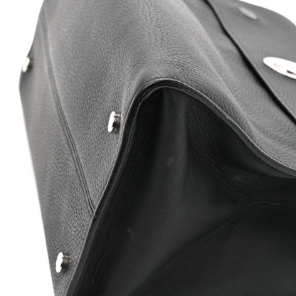 Grained Calfskin Large Diorever Flap Black