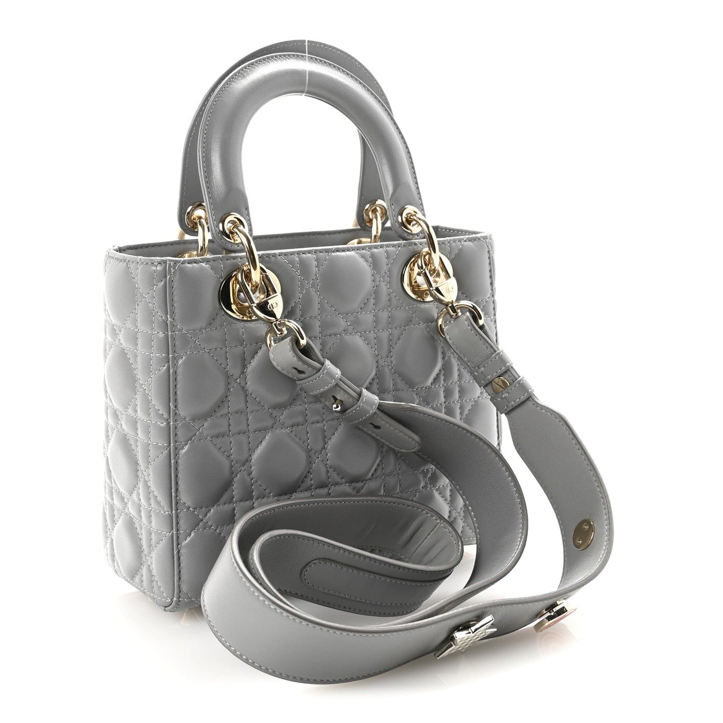 Lambskin Cannage Small My Lucky Badges My Lady Dior Grey