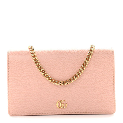 Dollar Calfskin Mini GG Marmont Chain Wallet Perfect Pink