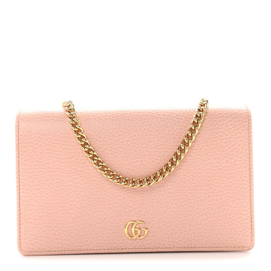 Dollar Calfskin Mini GG Marmont Chain Wallet Perfect Pink