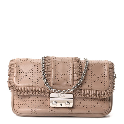 Lambskin Cannage Ruffle New Lock Flap Beige