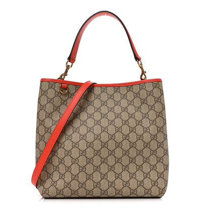 GG Supreme Monogram Medium Emblem Bucket Bag Beige Orange