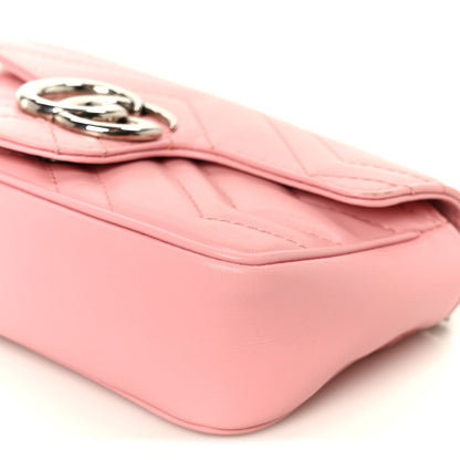 Calfskin Matelasse Super Mini GG Marmont Shoulder Bag Wild Rose