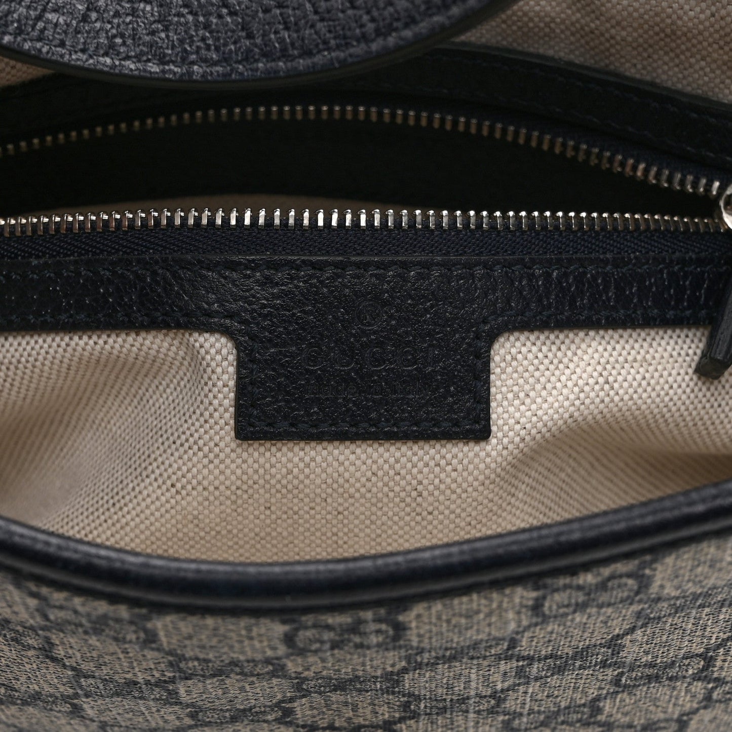 GG Supreme Monogram Textured Dollar Calfskin Web Small Jackie 1961 Hobo Beige Blue