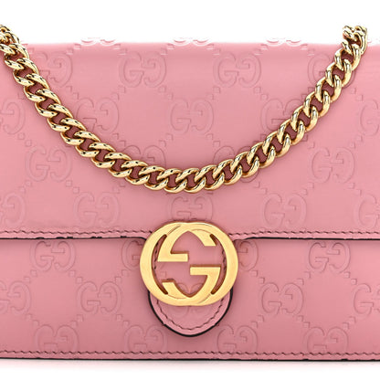 Guccissima Icon Chain Wallet Carmine Rose
