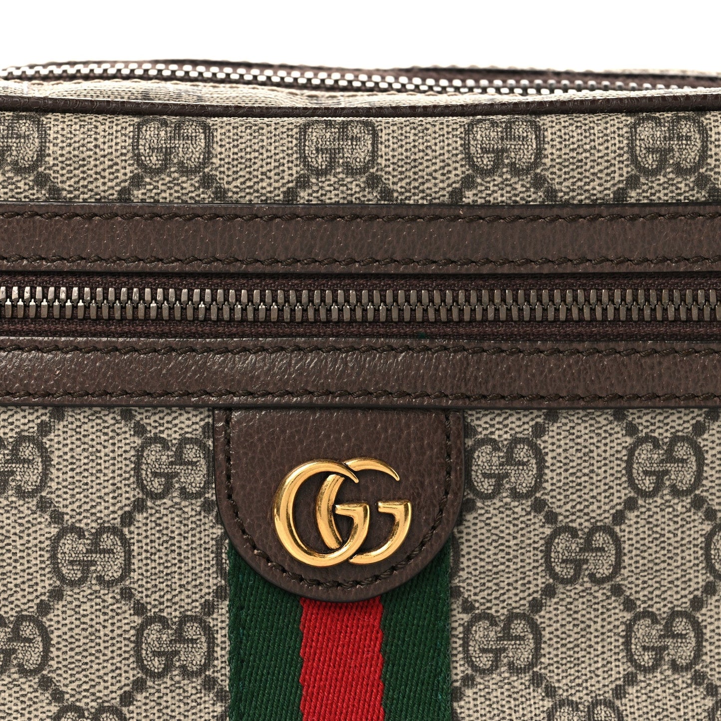 Soft GG Supreme Monogram Medium Ophidia Belt Bag Dark Brown