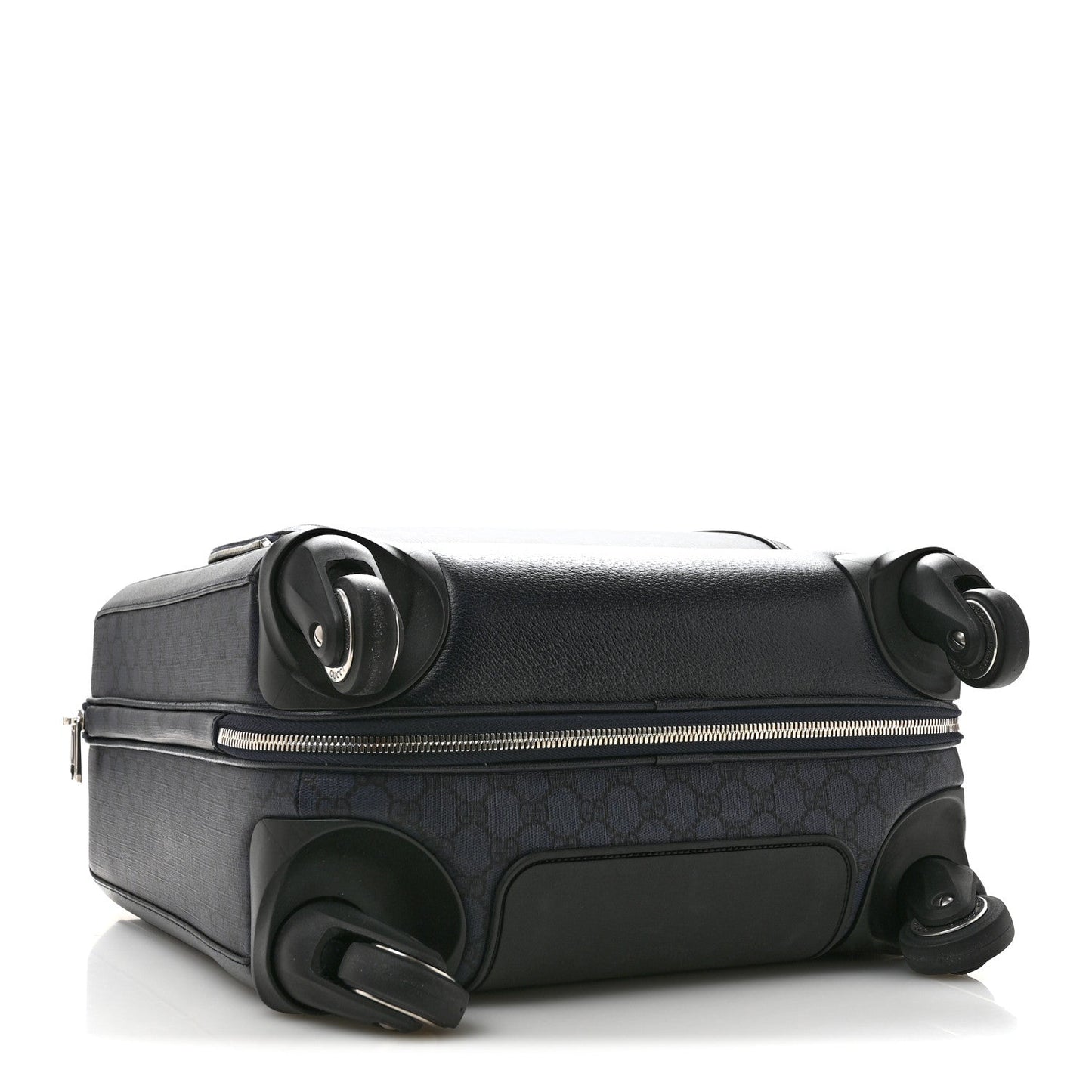 GG Supreme Monogram Textured Dollar Calfskin Web Ophidia Small Savoy Cabin Trolley Black Blue