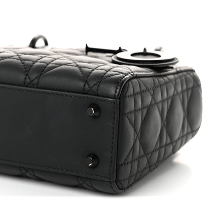Ultra Matte Calfskin Cannage Mini Lady Dior Black