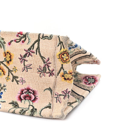 Raffia Embroidered Petites Fleurs Medium Book Tote Natural