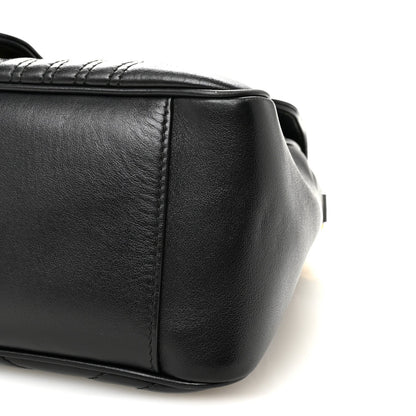 Calfskin Matelasse Small GG Marmont Top Handle Shoulder Bag Black