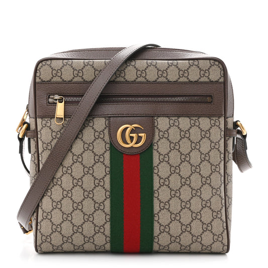 GG Supreme Monogram Web Medium Ophidia Messenger Bag Brown