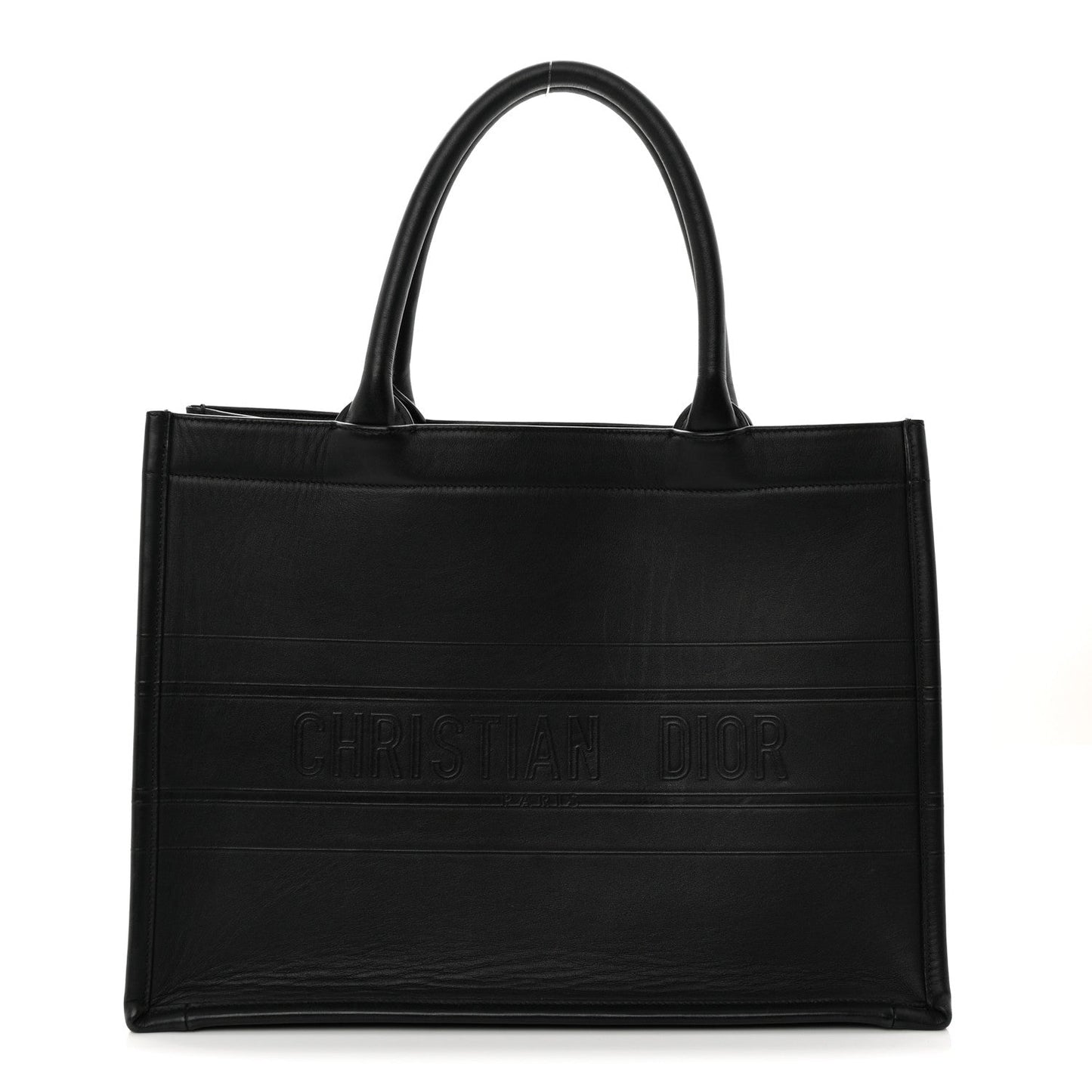 Calfskin Embossed Medium Book Tote Black