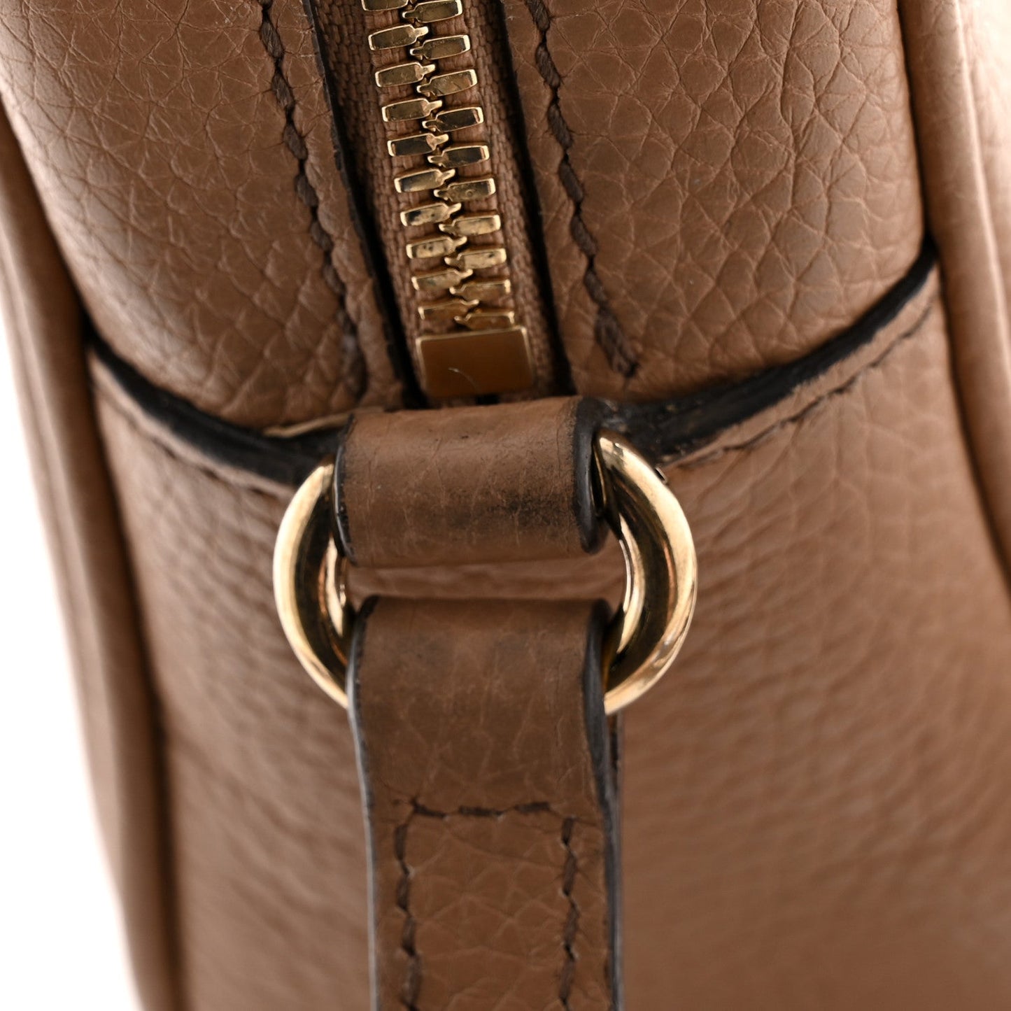 Pebbled Calfskin Small Soho Disco Bag Camelia