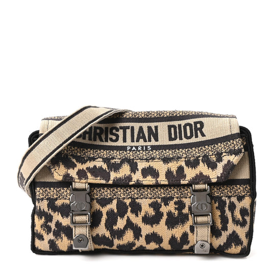 Canvas Mizza Embroidered Small Diorcamp Messenger Beige