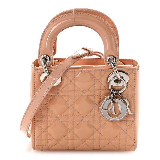 Patent Cannage Mini Lady Dior Rose Clair